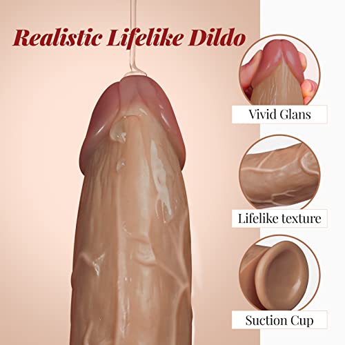 10 Inch Realistic Dildo with Suction Cup for Women - Sex Toys Soft Anal Dildo with Curved Shaft Sex Machine, Flexible Adult Toys for Women Dildos Thick Huge Dildo for Hands-Free Adult Sex Toys & Games