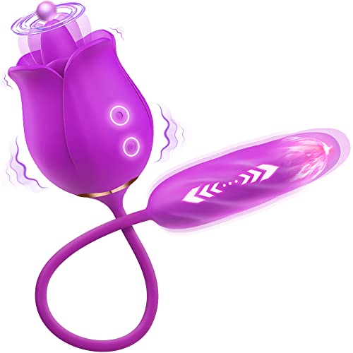 Rose Sex Toys for Women - Rose Toy, Rose Sex Stimulator for Women Thrusting Dildo Vibrator, Adult Toys for Tongue Licking Women Sex Toy, Pulsing Clitorial G Spot Vibrators for Woman Pleasure(Purple)