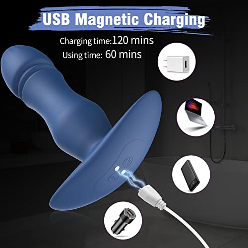 Thrusting & Vibrating Anal Butt Plug Anal Vibrator Prostate Massager Adult Anal Sex Toys for Men Women, Thrusting Anal Dildo P G Spot Vibrator App&Remote Control, Prostate Massaging Device for Men