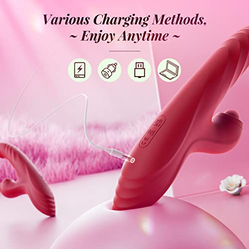 Rabbit Vibrator Thrusting Dildo for Women - Sex Toys Thrusting Vibrator Clitoral Stimulator with 10 Vibration 7 Thrust Mode with Licking, G Spot Vibrators Adult Sex Toy for Women and Couple Pleasure