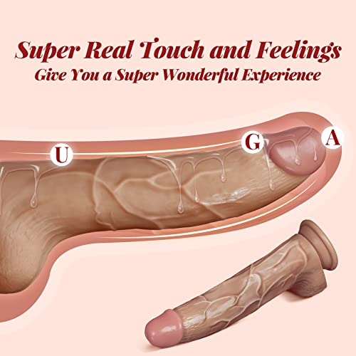 10 Inch Realistic Dildo with Suction Cup for Women - Sex Toys Soft Anal Dildo with Curved Shaft Sex Machine, Flexible Adult Toys for Women Dildos Thick Huge Dildo for Hands-Free Adult Sex Toys & Games
