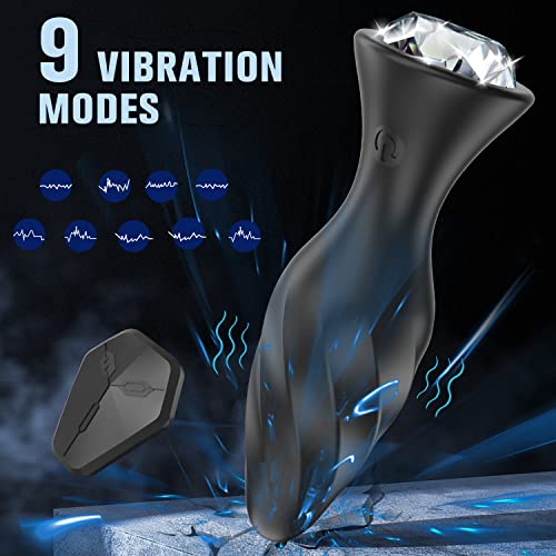 Vibrating Jewelry Butt Plug with APP Control, Anal Vibrator Prostate Massager with Remote Control, Anal Plug with 9 Vibration Modes for Anal Fun, Rechargeable Anal Sex Toys for Men Women and Couples